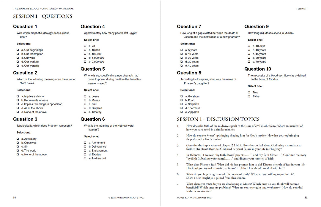 Exodus: Commentary Workbook