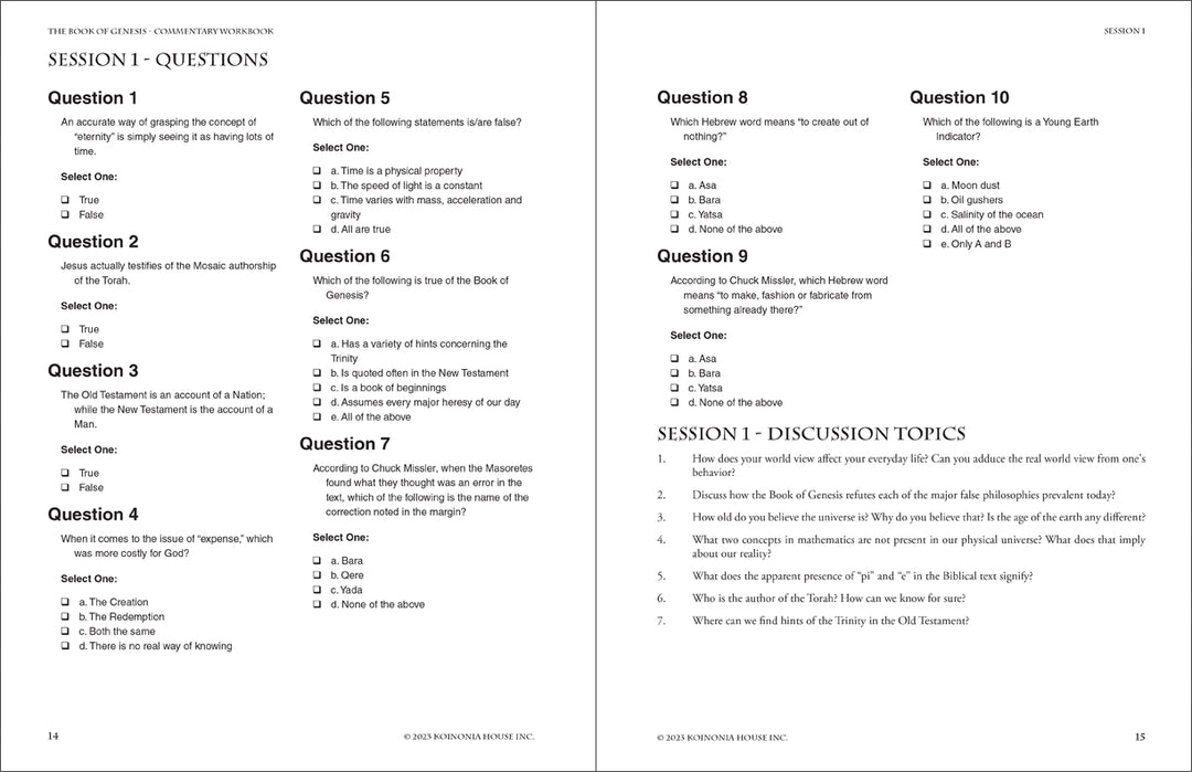 Genesis: Commentary Workbook