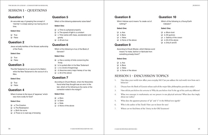 Genesis: Commentary Workbook