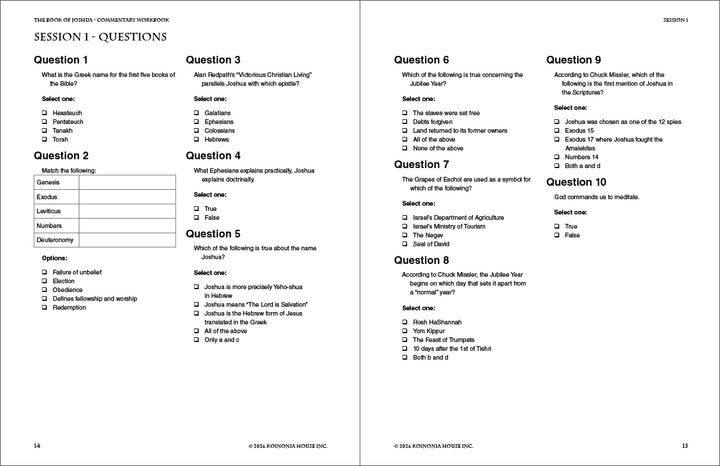Joshua: Commentary Workbook